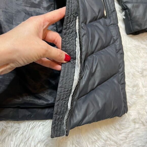 Anne Klein Womens Down Puffer Jacket Grey Size Medium Zip Up - Picture 13 of 15